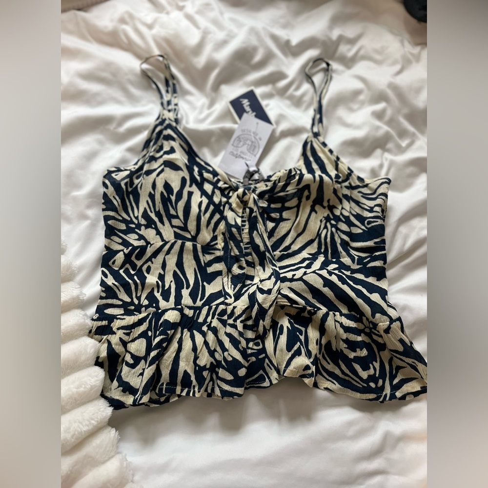 Navy blue and cream tank top